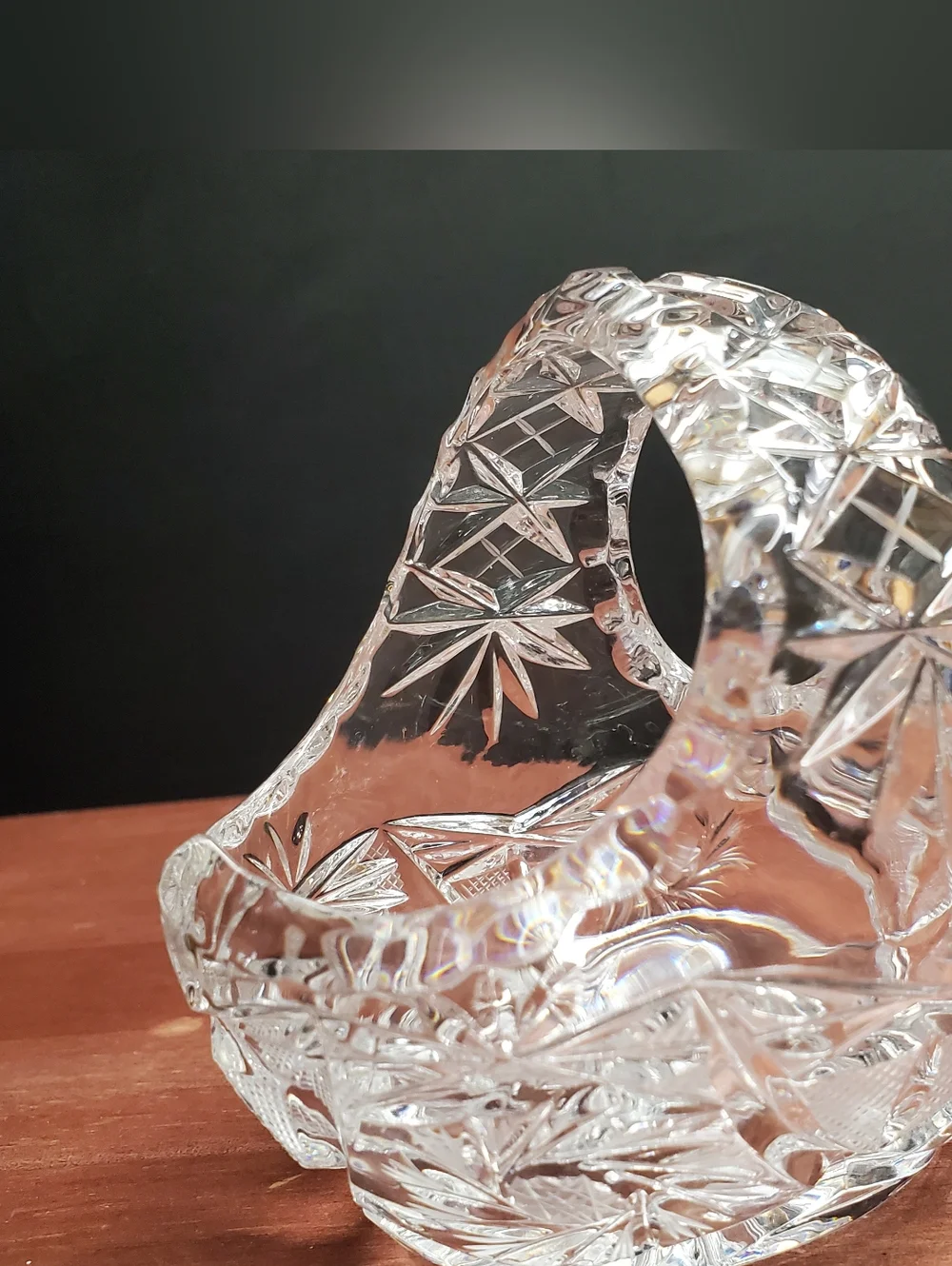 Vintage Hand Cut Bavarian Clear Crystal Basket